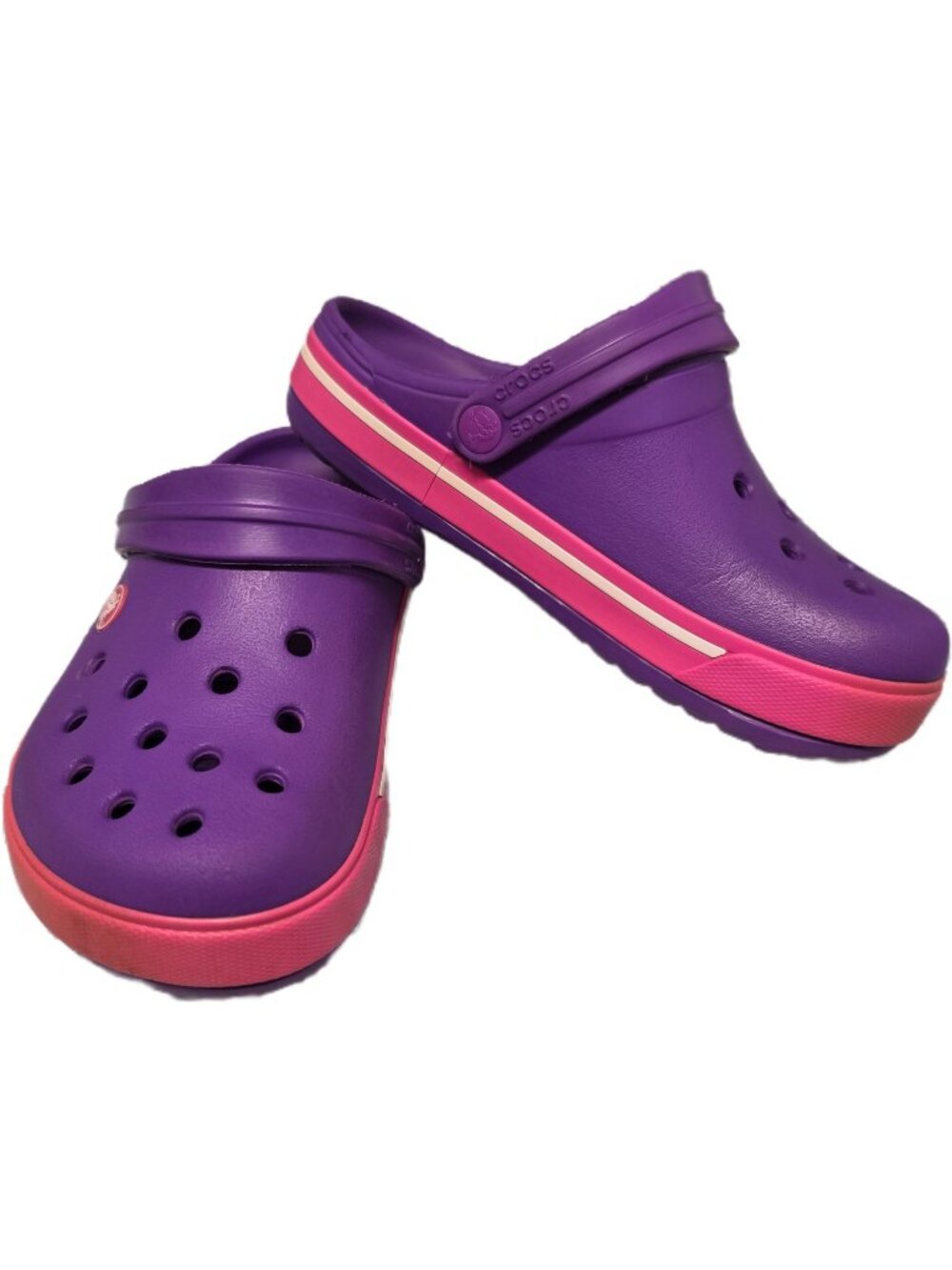 Crocs Crocband Kids Clogs Purple Fuchsia Pink Size J3 Youth Slip On Shoes GUC